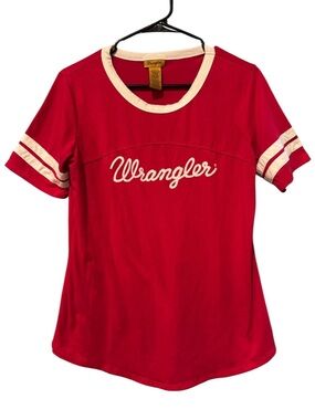 Wrangler Red Short Sleeve Logo Tee with White Trim